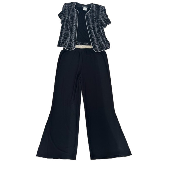 Alex Evenings Sparkle Short Sleeve Pantsuit